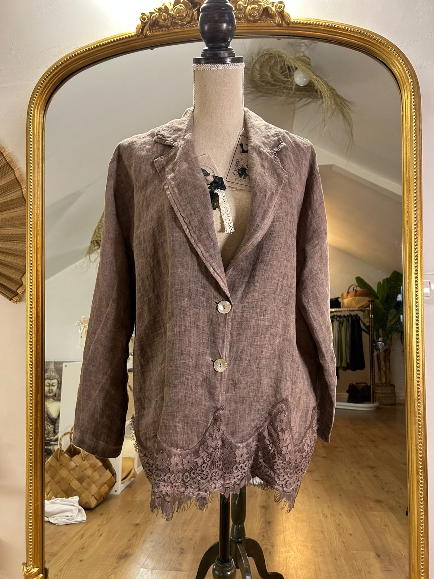 Blazer Lino Detalles Encaje